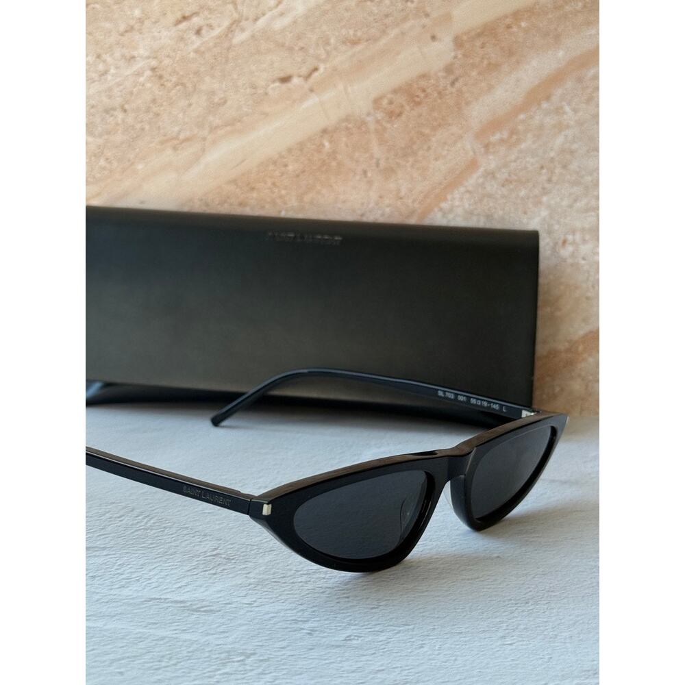 NEW Saint Laurent SL703 Black Slim Cat Eye Sunglasses - Picture 5 of 6